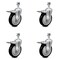 Service Caster 5 Inch Black Polyurethane Swivel 1/2 Inch Stem Caster Set with Total Lock Brake SCC-TSTTL20S514-PPUB-BLK-121315-4 - alternate 1